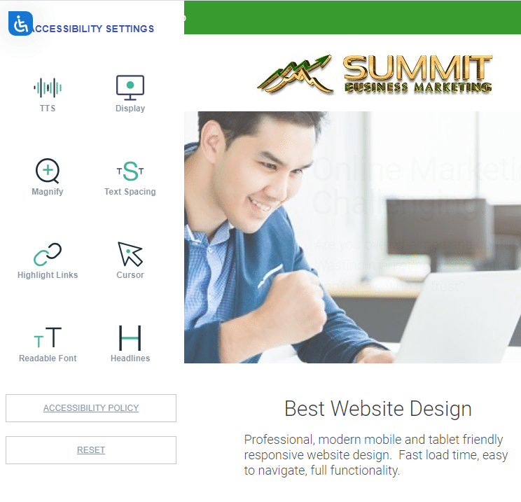 image of Web ADA compliance services helping site visitors with disabilities