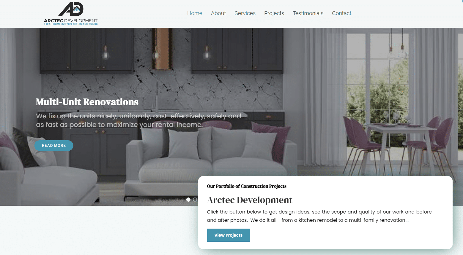 image of new home page for fair oaks general contractor website redesign