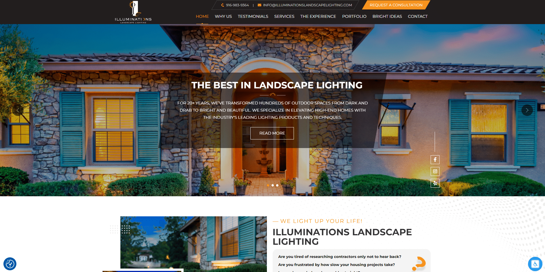 image of newly redesigned website for landscape lighting company
